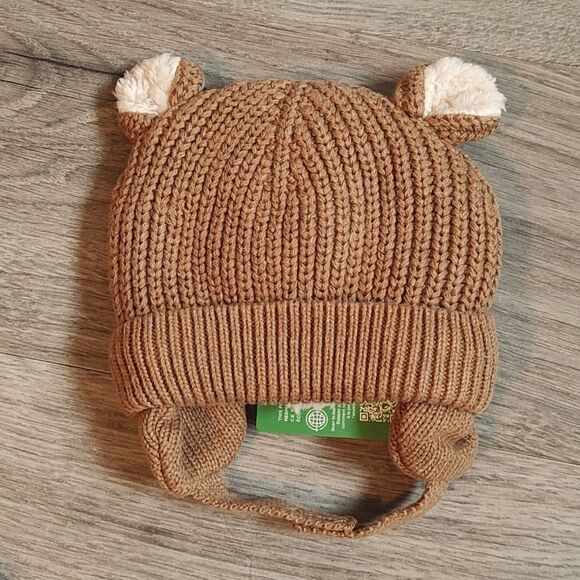 New With Tag Newborn (Up to 7lbs.) Sherpa-Lined Bear Beanie - Picture 3 of 7